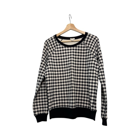 J Crew Black and White Checkered Houndstooth Preppy cotton Sweater Size small - Picture 1 of 7